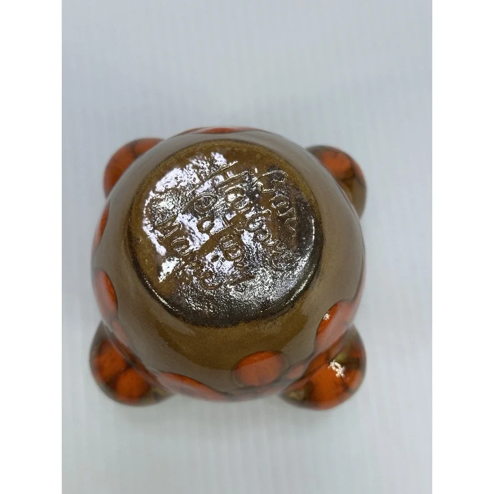 VTG Bar Harbor Maine Drip‎ Glazed Pottery Orange Brown Strawberry Planter Vase